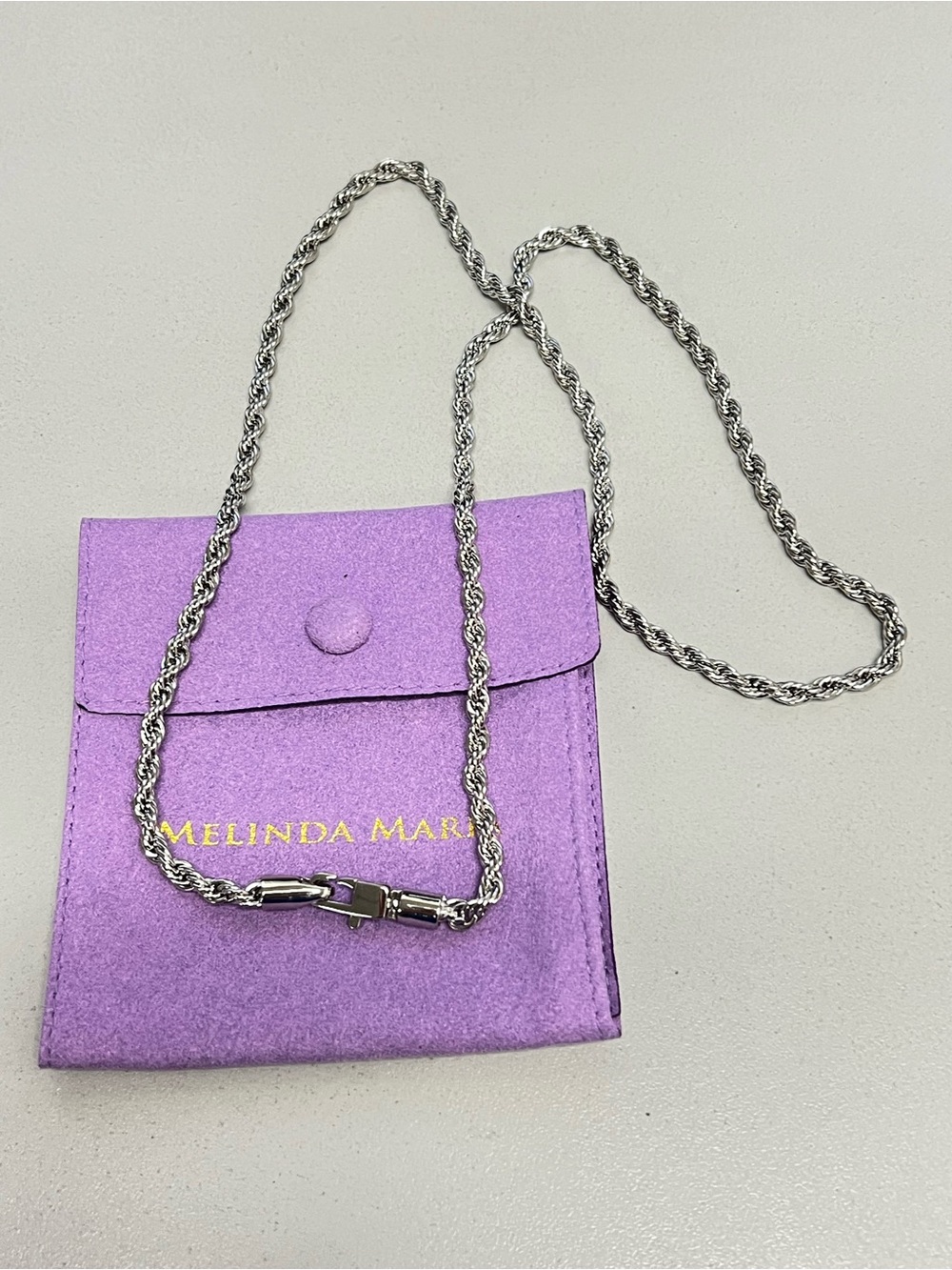 Melinda Maria Rowan Silver Rope Chain Necklace with Lobster Clasp